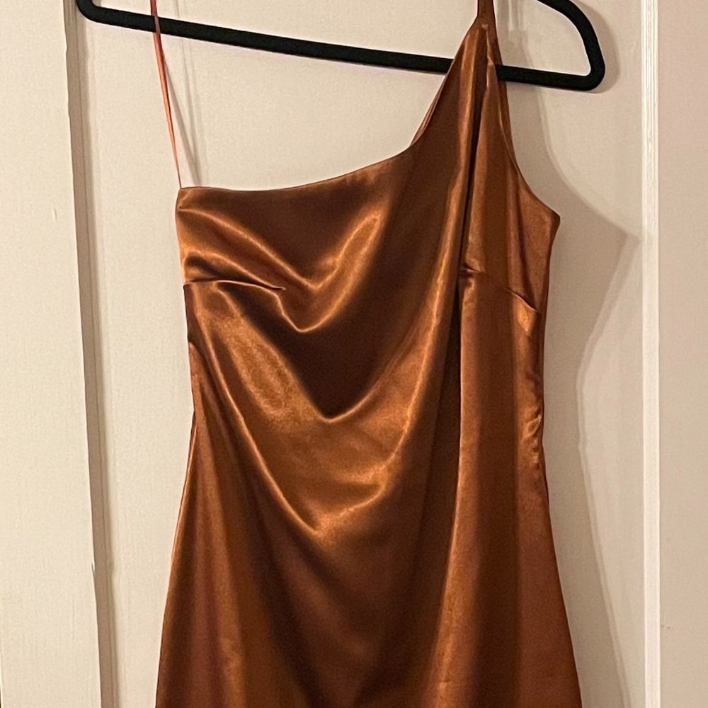 Satin rust Little Mistress cocktail dress